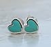 Green Turquiose Heart Shape .925 Sterling Silver Earring