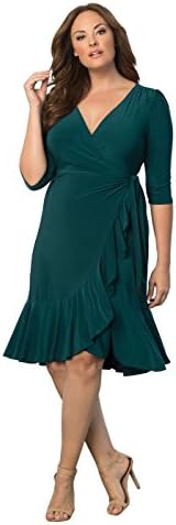 Kiyonna Women's Plus Size Whimsy Wrap Dress 3X Teal Abyss
