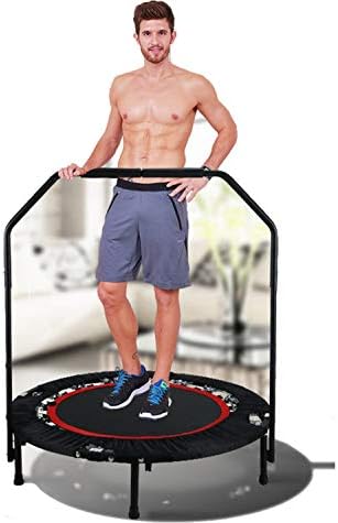 Jaketen 40" Foldable Rebounder Trampoline with Adjustable Handle Indoor Exercise Fitness Mini Trampoline for Adults or Kids (Black- Adjustable Legs.)