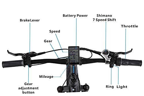 VOZCVOX Electric Bike,Electric Mountain Bike With 26" Fat Tire,Ebike with 48V 17AH Removable Lito-Battery,LCD Waterproof Display,Full Suspension,Shimano 7 Speed - Image 6
