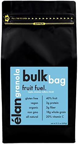 ELAN Low Calorie Fruit Granola Cereal - Organic Apple, Cinnamon, Mulberry, & Apricot Blend; Gluten Free, Vegan, & Healthy Low Fat Diet Snack, 1 Bulk Bag (1.33 Lb)