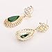 Moochi 18K Gold Plated Green Beads Crystal Chain Necklace Earrings Ring Bracelet Jewelry Set
