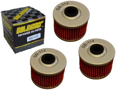 GOLDIGGER After Market HF112 &amp; KN-112 Replacement Oil Filter Motorcycle/Dirt Bike/ATV Fit Honda Kawasaki XR200R XR250 XL350R XR400R XR500R KLX110 KLX KLX110L (3 Pack)
