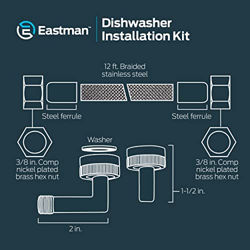 Eastman Dishwasher Installation Kit, 3/8 Inch Compression, 3/8 Inch MIP
