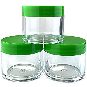 (Quantity: 12 Pieces) Beauticom 30G/30ML (1 Oz) Round Clear Jars with GREEN Flat Top Lids for Beads, Gems, Glitter, Charms, Small Arts and Crafts - BPA Free