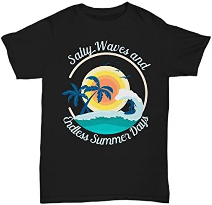Wild River Trading Beach Lover T-Shirt Summer Vacation Surfer Gifts Salty Waves Endless Summer Days Palm Trees Tropical Island - Unisex Tee