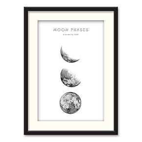 Black Framed Canvas Wall Art Moon Home Artwork Decoration for Living Room, Bedroom - 23x31 inches
