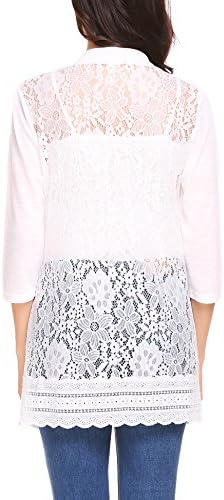 Venena Women's Soft Sexy Petite Lace-Back Open-Front Draped Crochet Cardigan White, M