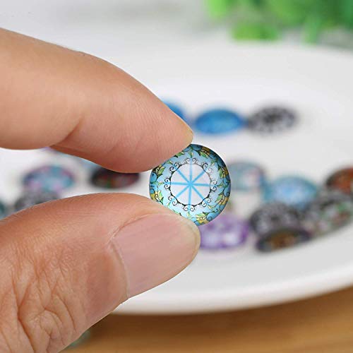 Naler 200pcs 12 mm Glass Cabochons Mosaic Printed Glass Dome Cabochons Mosaic Tiles for Crafts Jewellery Making DIY Decoration