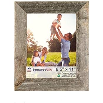 BarnwoodUSA Rustic 8.5 by 11 Inch Picture Frame 1 1/2 Inch Wide - 100% Reclaimed Wood, Weathered Gray