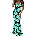 GONKOMA Summer Women Slim Harness Strap V-neck Dress Floral Print Long Dress