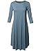 Made by Emma Women's Casual Loose Fit Solid Viscose 3/4 Sleeve Round Neck Midi Dress