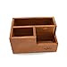 Vintage Wooden 3 Compartment Desktop Office Supplies Storage Organizer / Remote Control Caddy