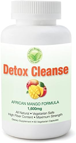 Detox Cleanse Safe African Mango Formula 1,600mg with High Fiber Content, Great to Flush Toxins, Impurities, and Waste. Perfect Blend By Tender Health for Cleansing and Detoxifying. 60 Capsules.
