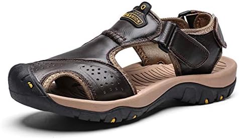Men Leather Hiking Sandals Athletic Walking Closed Toe Sports Shoes Fisherman Beach Shoes Water Sandals
