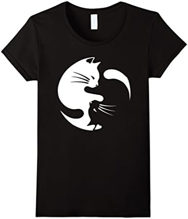 Womens Cat ying yang - cat yin yang shirt Small Black