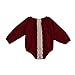 Dark Red Baby Girls Clothes Long Sleeve Lace Romper Jumpsuit Outfit (0-6 Months, B)