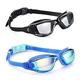 Spinosaurus Swim Goggles Swimming Goggles, Pack of 2 Professional Anti Fog No Leaking UV Protection Wide View Triathlon Swim Goggles for Women Men Adult Youth Free Satchel