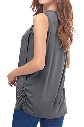 Smallshow Women's Maternity Nursing Tops Breastfeeding Clothes X-Large Dark Grey-Black-White Stripe - Thumbnail 4