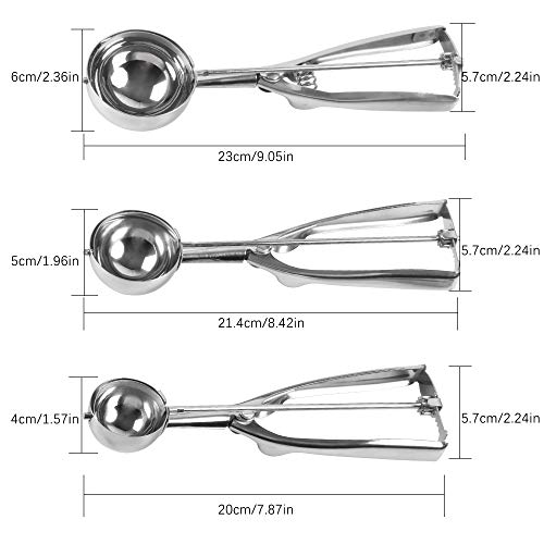 Besmon Cookie Scoop Set, Stainless Steel Cookie Scoops with Trigger Release, Include Large-Medium-Small Sizes Balls for Perfect for Cookie, Ice Cream, Cupcake, Muffin, Meatball - Thumbnail 2