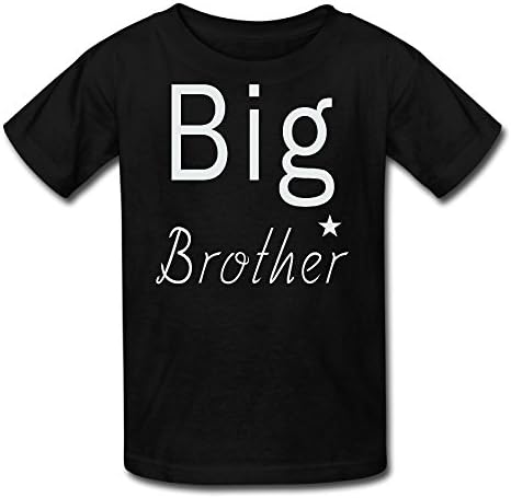 Big Brother Happy Custom Cotton Youth Fashion Comfort Soft Round Collar Tee Top Black L