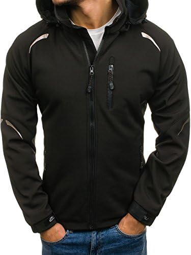 BOLF Men's Softshell Jacket Transitional Hood Outdoor Front Zip [4D4]
