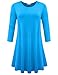 BELAROI Women's Scoop-Neck Solid Three-Quarter-Sleeve Short Fit-and-Flare Dress, Deepskyblue, 3X