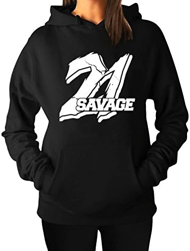 Women's 21 Savage Hip Hop Hoodie Sweatshirts XL Black Printed
