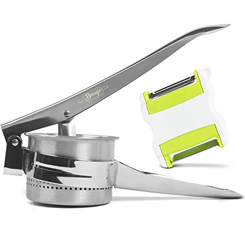 Pro Potato Ricer With Peeler Shredder. Stainless Steel Mashed Potatoes Maker,Press and Mash Foods, Cauliflower Presser, Baby Food Strainer