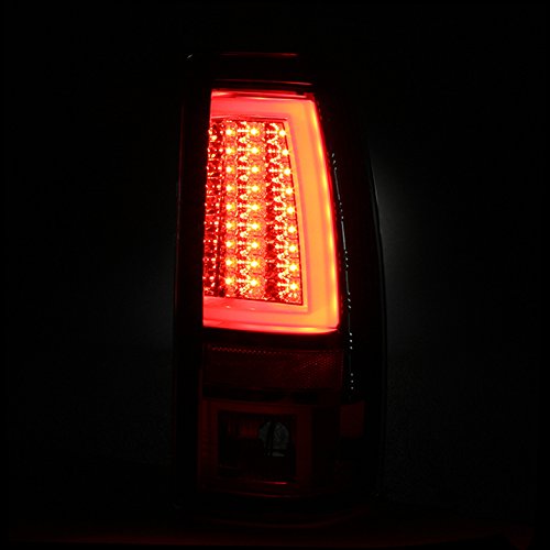 Xtune for 2003-2006 Chevy Silverado/GMC Sierra Red Clear Fiber-Optic-Tube LED Tail Lights + LED 3rd Brake Lamp 2004 2005