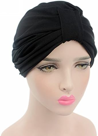 Womens Chemo Patients Hats Soft Sleep Caps Snood Hat Beanie Hats for Chemo Hair Black