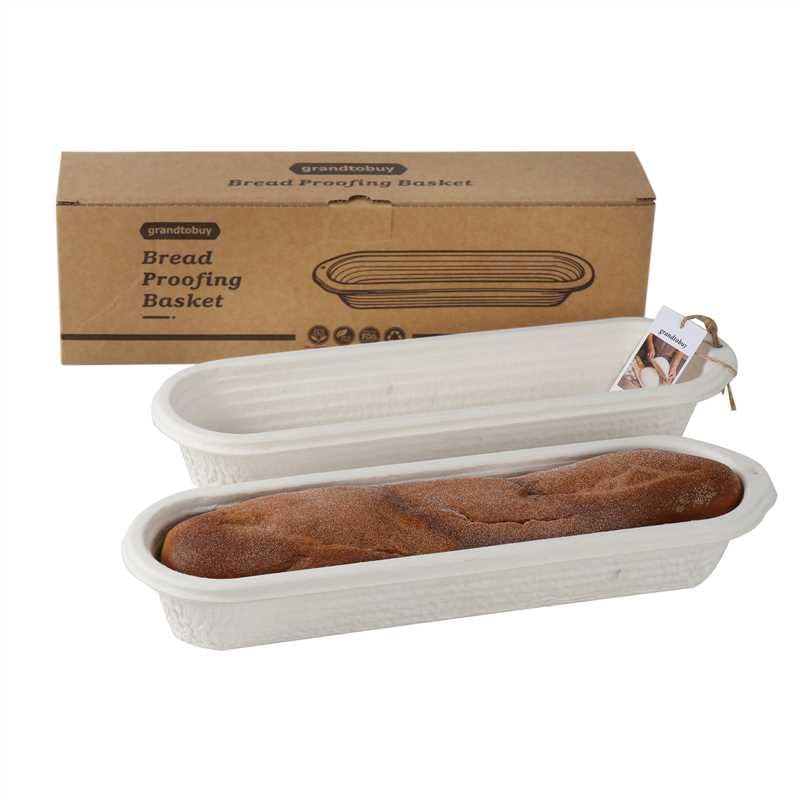 Photo 1 of 2 x 15 inch Long Pulp Bread Proofing Basket Sourdough Banneton Bortform with 2pcs Liner Cover For Professional and Homemade Baguettes French Bread Baking Supply