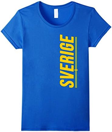 Women's SVERIGE T-shirt Swedish Flag Tee Vacation Travel Souvenir Medium Royal Blue