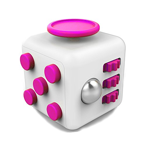 Juslink Fidget Cube Toys,Stress Cube, Anti-anxiety Cube for Kids and Adults Anxiety Attention Toy (Wihte-red)