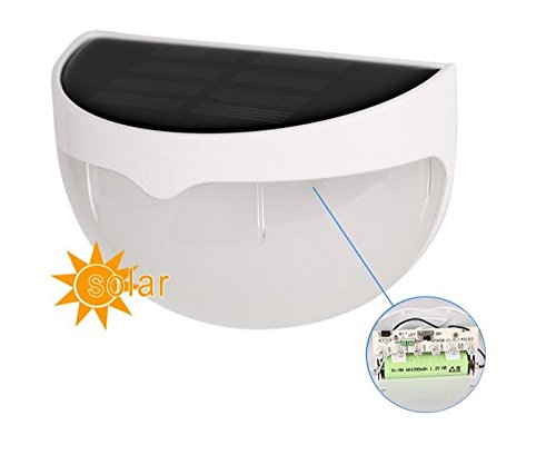 Junyo Waterproof LED Solar Powered Outdoor Lights Rechargable Auto-on 6 Led Sensor Security Wall Light ,a Must Have for Outdoor Garden/Walkway
