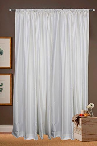 Pair of White Faux Silk Dupioni Drapes, 2 Panels each 51" Wide x 108" Long (130cm X 275cm) Rod Pocket, Hook Tape &amp; Hidden Tabs, Long Curtains with Blackout Lining - 100% Sun Block by ZappyCart