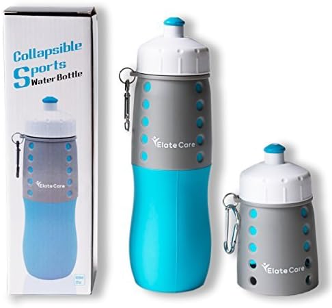 Elate Care Collapsible Water Bottle With Protective Sleeve - Leak Proof, BPA Free, 22 OZ