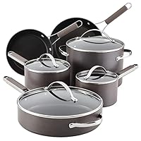 Ayesha Curry Kitchenware Professional Hard Anodized Nonstick Cookware Pots and Pans Set, 10 Piece, Charcoal Ayesha Curry Kitchenware Professional Hard Anodized Nonstick Cookware Pots and Pans Set, 10 Piece, Charcoal