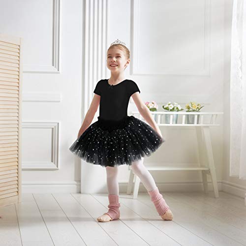 Jane Shine Girls Skirted Leotard, Glitter Dance Tutu Skirted Dress, Short Sleeve Ballet Dancewear for Babies & Girls