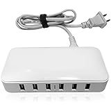 Haptime Zero 6-Port USB Charger (Universal-40 watt) Rapid-Charging Smart Hub for Smartphones, Tablets, Mobile Devices | Home, Office, Travel | Lightweight, Compact