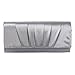 Damara Womens Satin Pleated Clutch Bag Wedding Bridal Prom Evening Handbag,Silver, Large