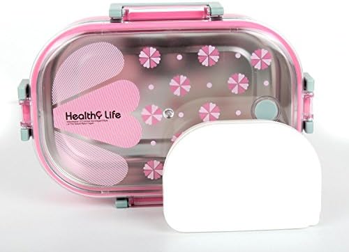 Glass Bento Stainless Steel Sandwich Container Lunch Box - Dishwasher Safe Sandwich Container for Kids and Adults - Best For Schools and Collages | Pink - Steel Lunch Box