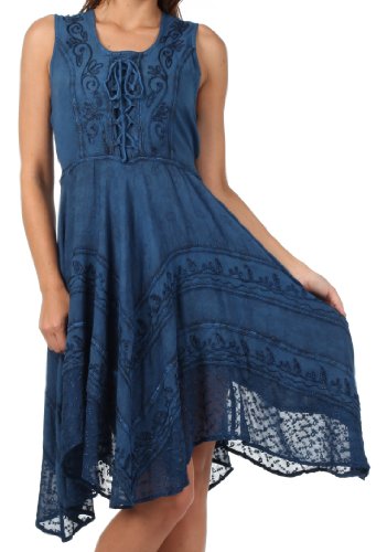 Sakkas Sundara Stonewashed Rayon Embroidered Mid Length Dress | Desertcart Botswana Sakkas Sundara Stonewashed Rayon Embroidered Mid Length Dress | Desertcart Botswana