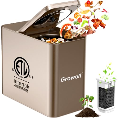 Kitchen Composter Electric, 3.2L Smart Odorless Compost Bin, Composter Indoor, Electric Compost Table Top with LED Display, Electric Composter for Kitchen, One-Touch Auto-Cleaning, Low Noise, GWEC04GY