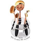 Summifit 5 Holes Oval Makeup Brushes Holder Toothbrush Makeup Brush Kit Drying Rack Oval Brush Set Organizer (Clear)