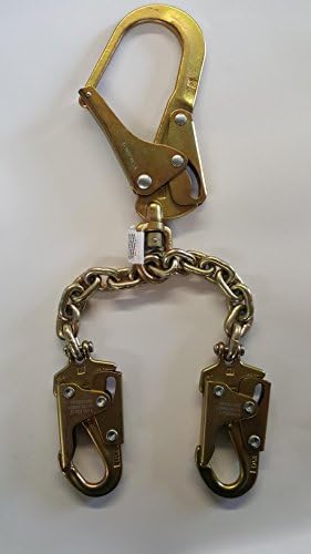 24" Work Positioning Chain Lanyard 2 Snaphooks + 1 Swivel Rebar Hook