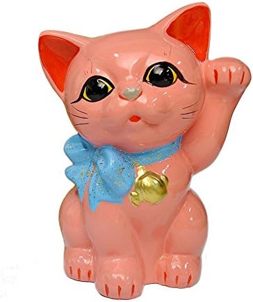 Japan Maneki Neko 5.9'' Tokoname Porcelain Ribbon Neko Sakura