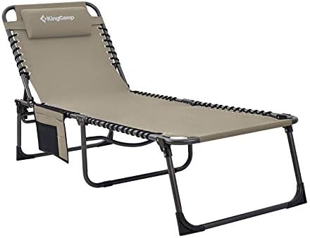 Kingcamp コット キャンプ アウトドア ベッド 収納袋付き デッキチェア リクライニング 折りたたみ コンパクト 簡易 レジャー フィットネス ビーチ 事務室 3段階調節 防災 治療 Kc19