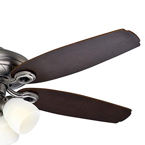 Casablanca Fan 52 inch Acadia Finish Ceiling Fan with 5 Dark Walnut/Smoked Walnut Reversible Veneer Blades (Certified Refurbished) (Antique Pewter)