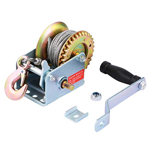 Angotrade Heavy Duty Hand Winch, 600LBS Hand Crank Strap Gear Winch with 8m Steel Wire, Manual Operated Two-Way Ratchet ATV Boat Trailer Marine - Image 7